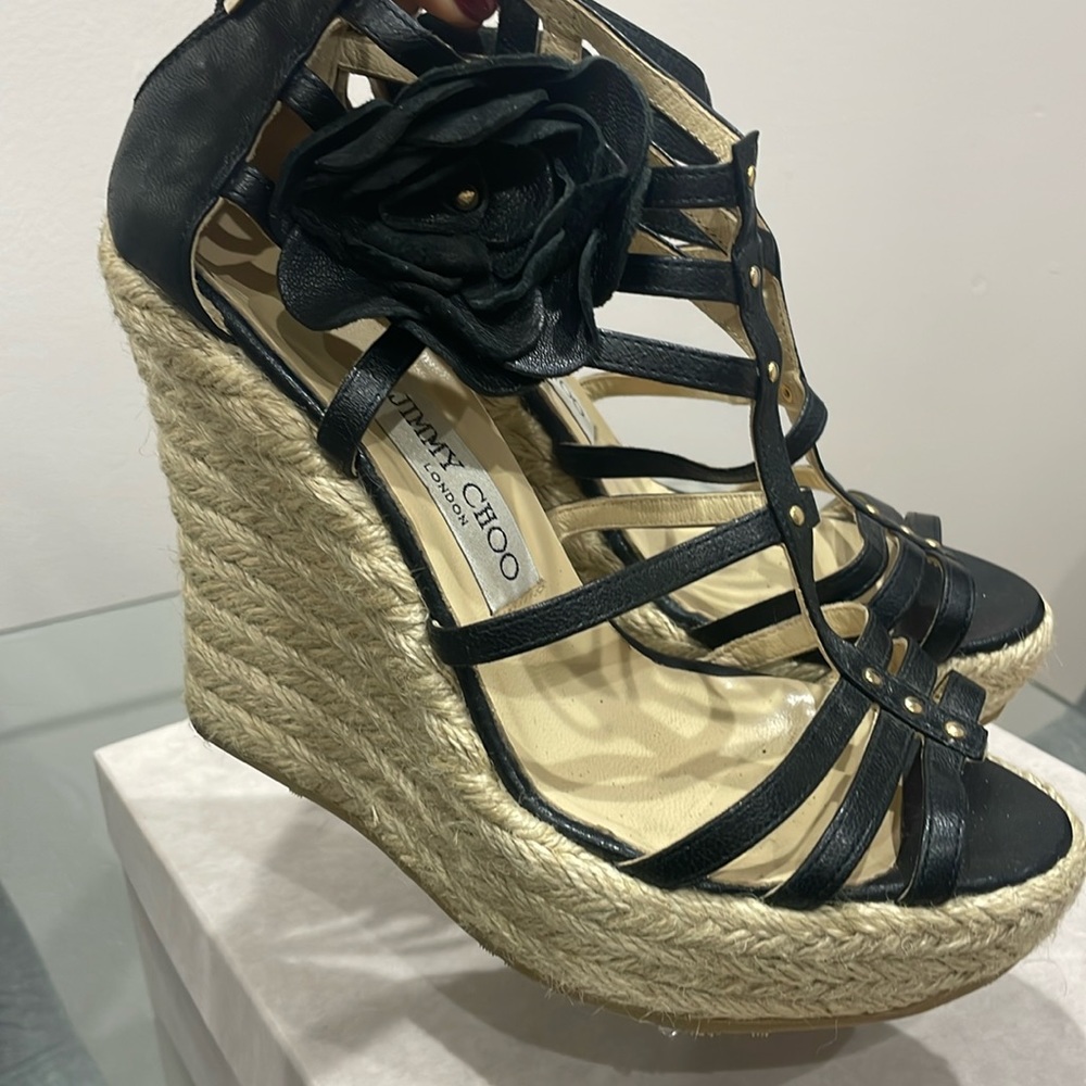 Jimmy Choo Flower Cage embellished espadrille wedge